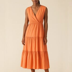 Charlie Paige Tiered Cotton Maxi Tangerine Dress Size Medium